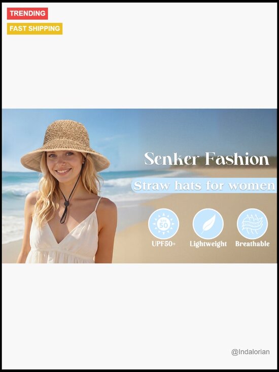 Handmade Straw Bucket Hat with UV Protection - Packable Wide Brim Sun Hat for main image 7